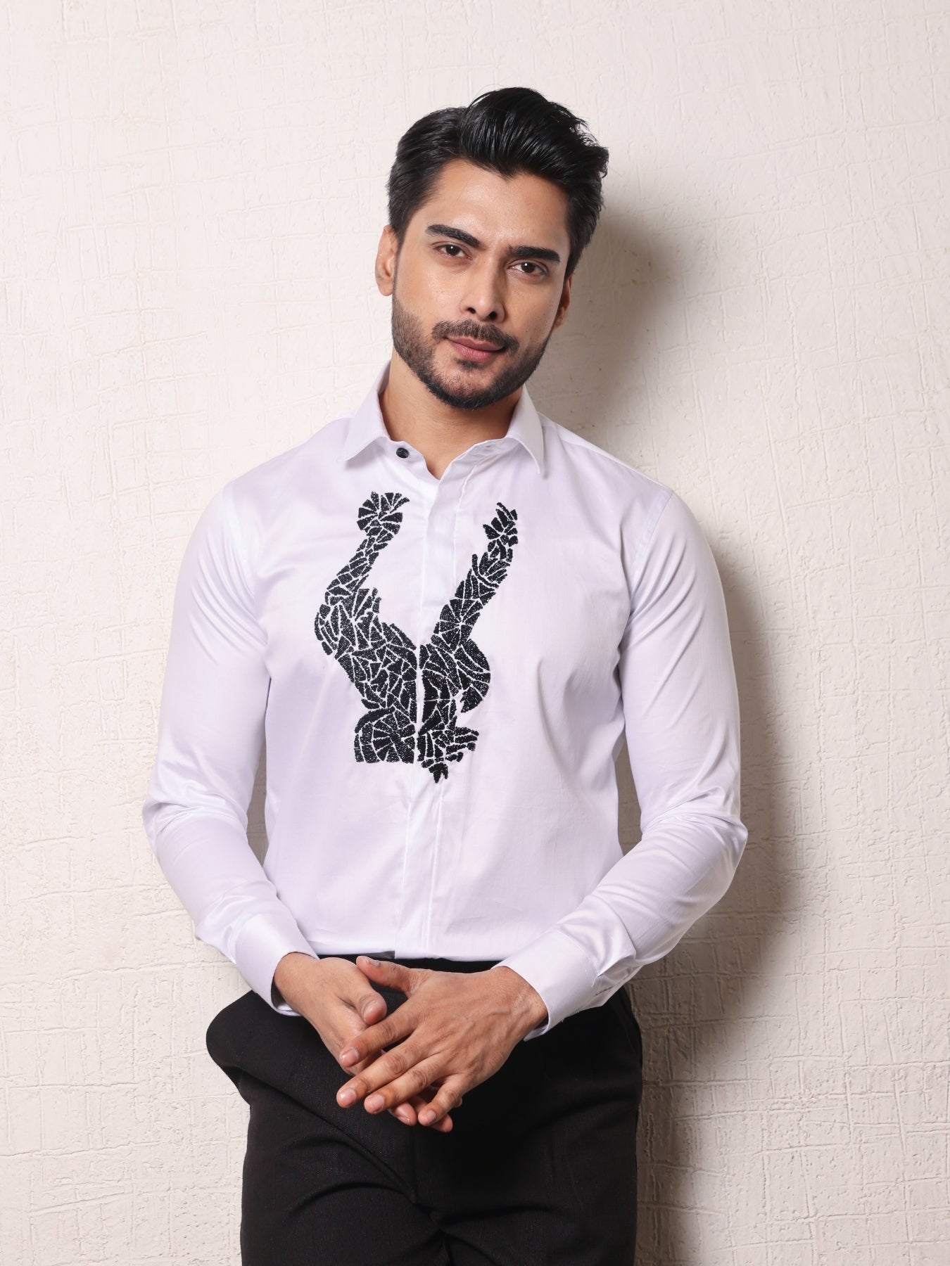 Eagle Emboirdered Shirt (White Cotton Shirt)