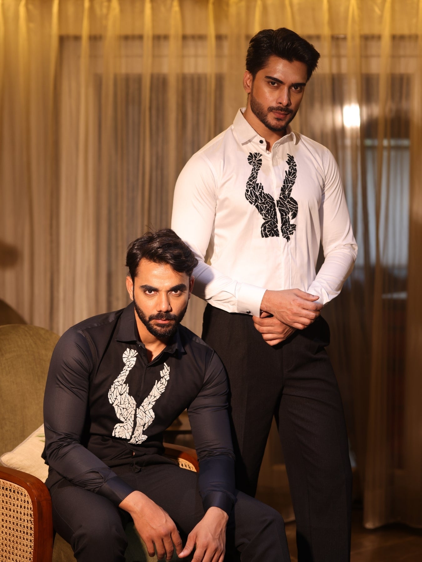 Eagle Emboirdered Shirt (Black Cotton Shirt)