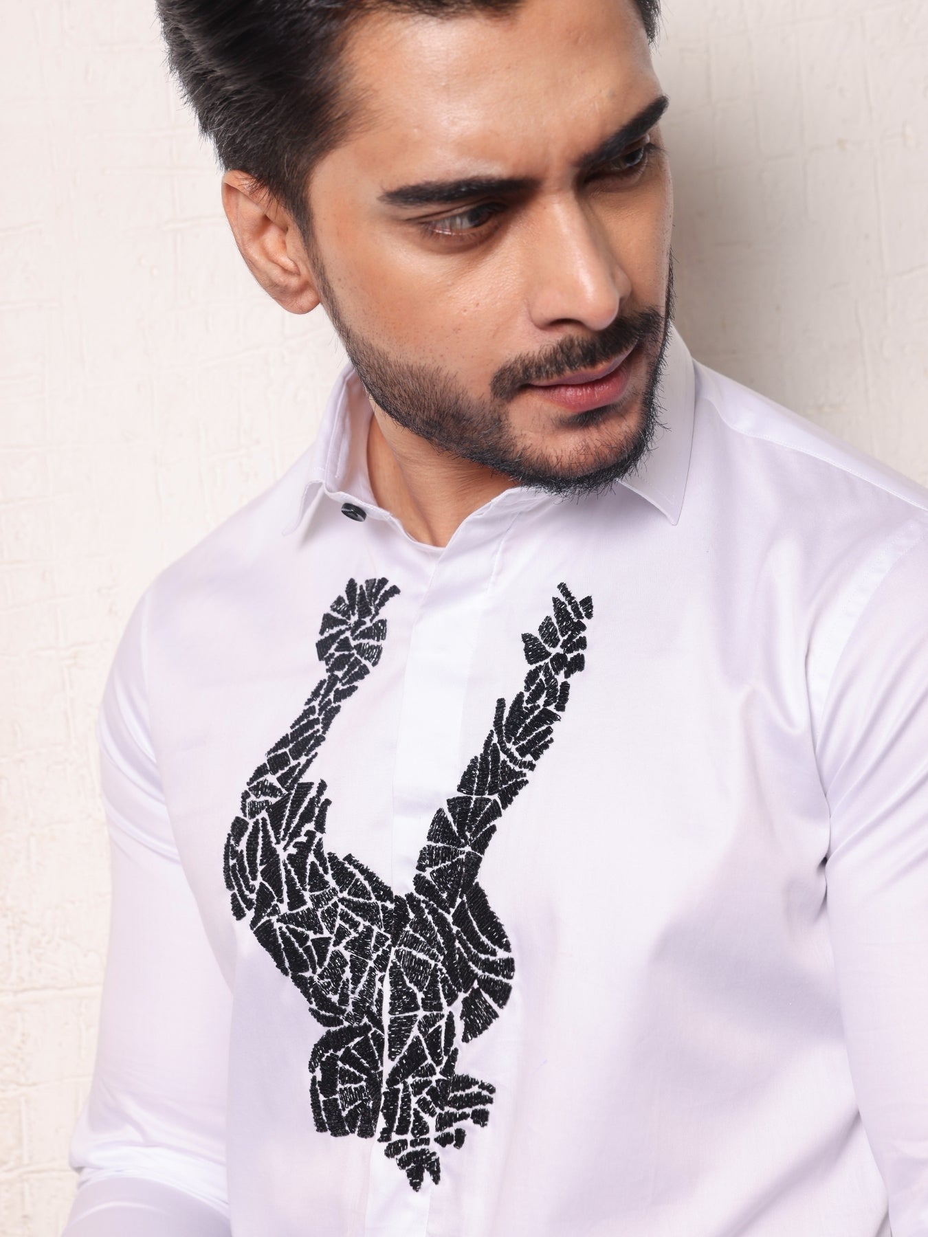 Eagle Emboirdered Shirt (White Cotton Shirt)
