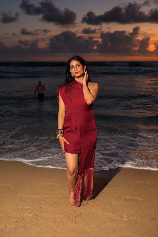Drape Dress - Maroon