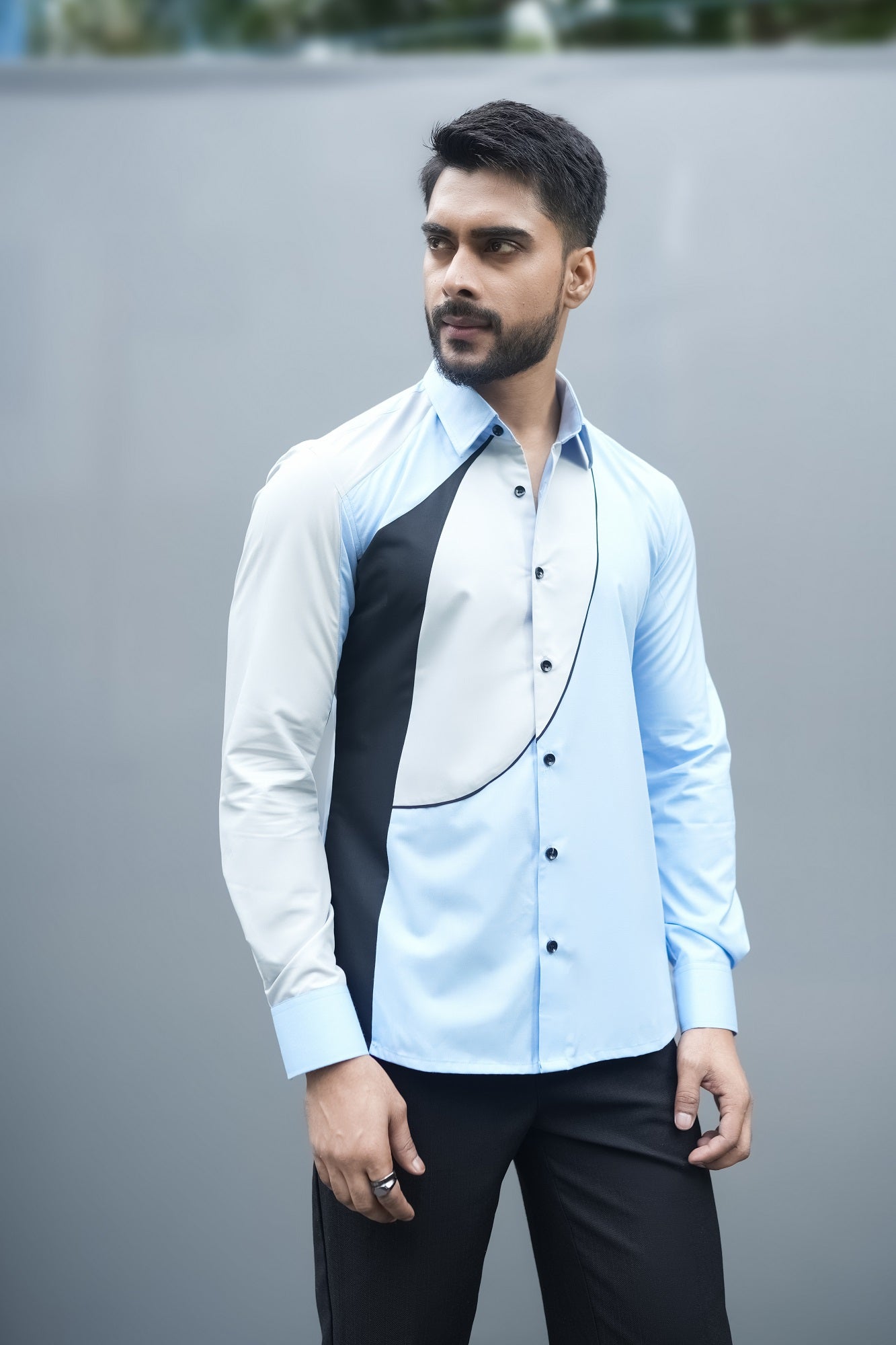 Modern Colour Block Long Sleeve Shirt