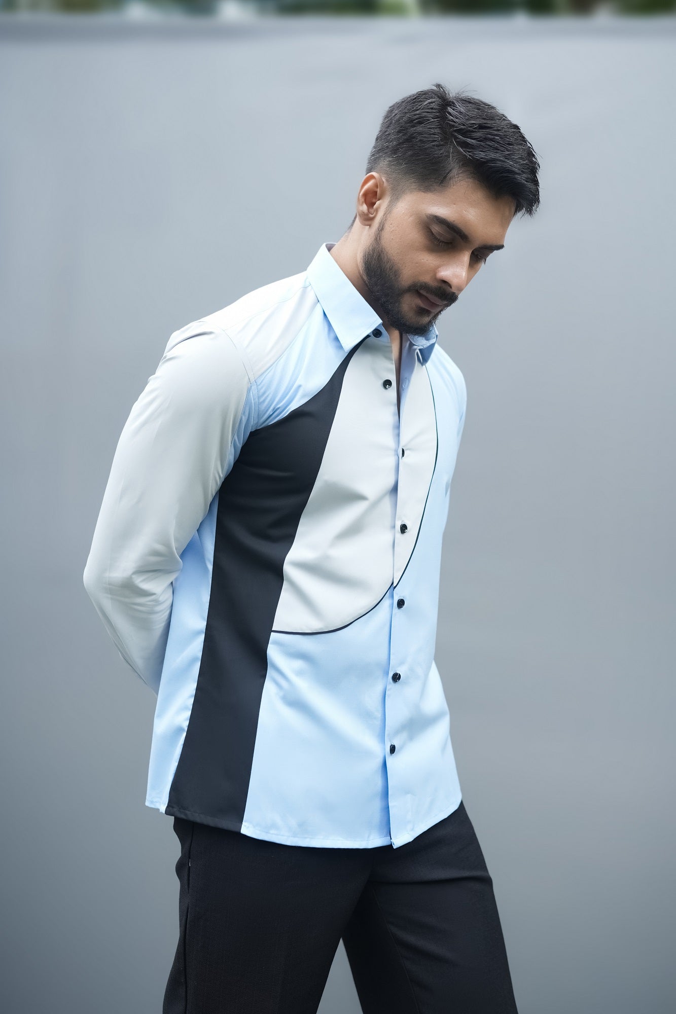 Modern Colour Block Long Sleeve Shirt