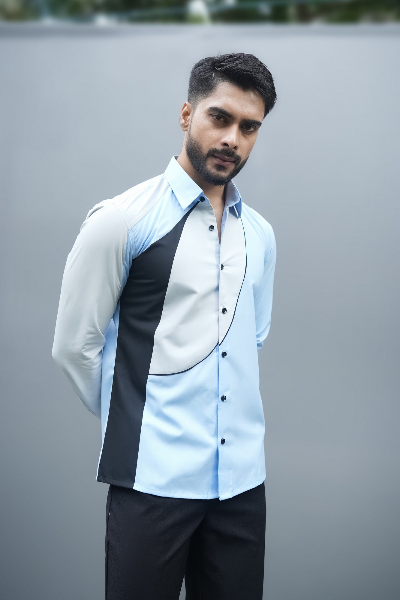 Modern Colour Block Long Sleeve Shirt