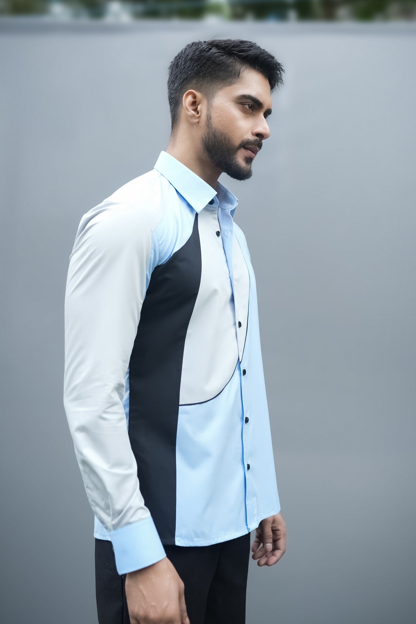 Modern Colour Block Long Sleeve Shirt