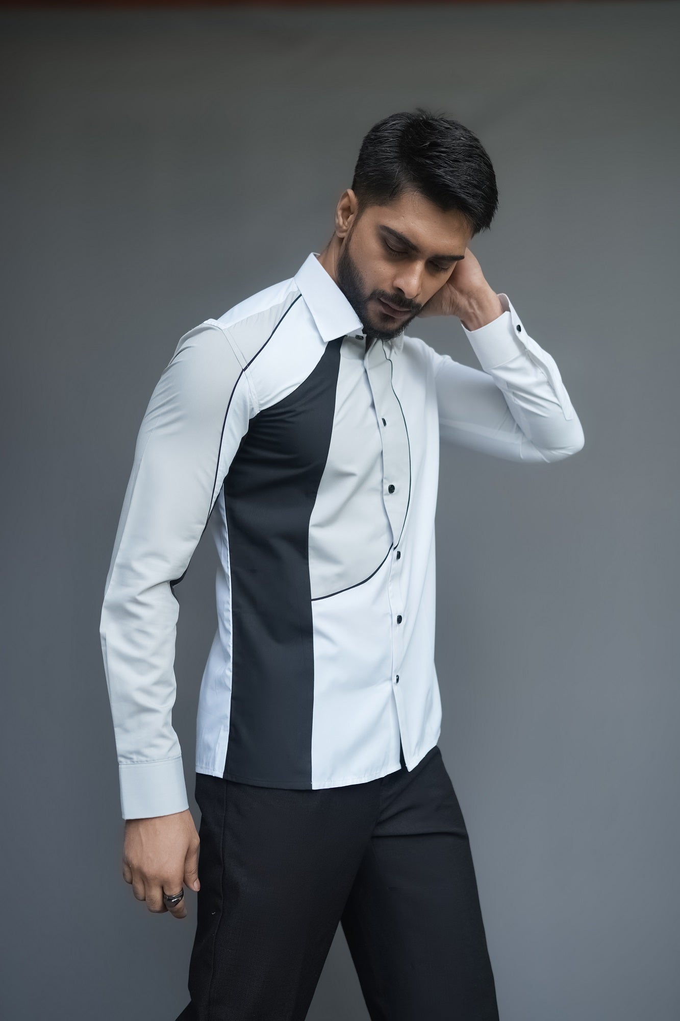 Chic Black and White Asymmetrical Shirt
