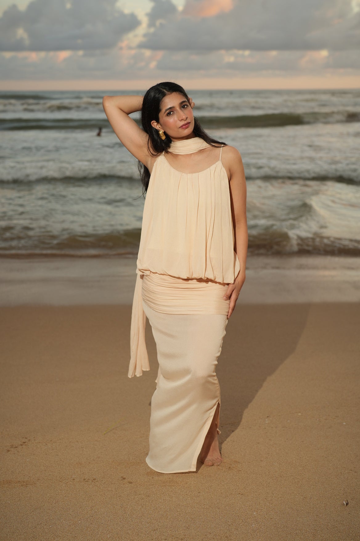 The Azure Chiffon Top - Champagne