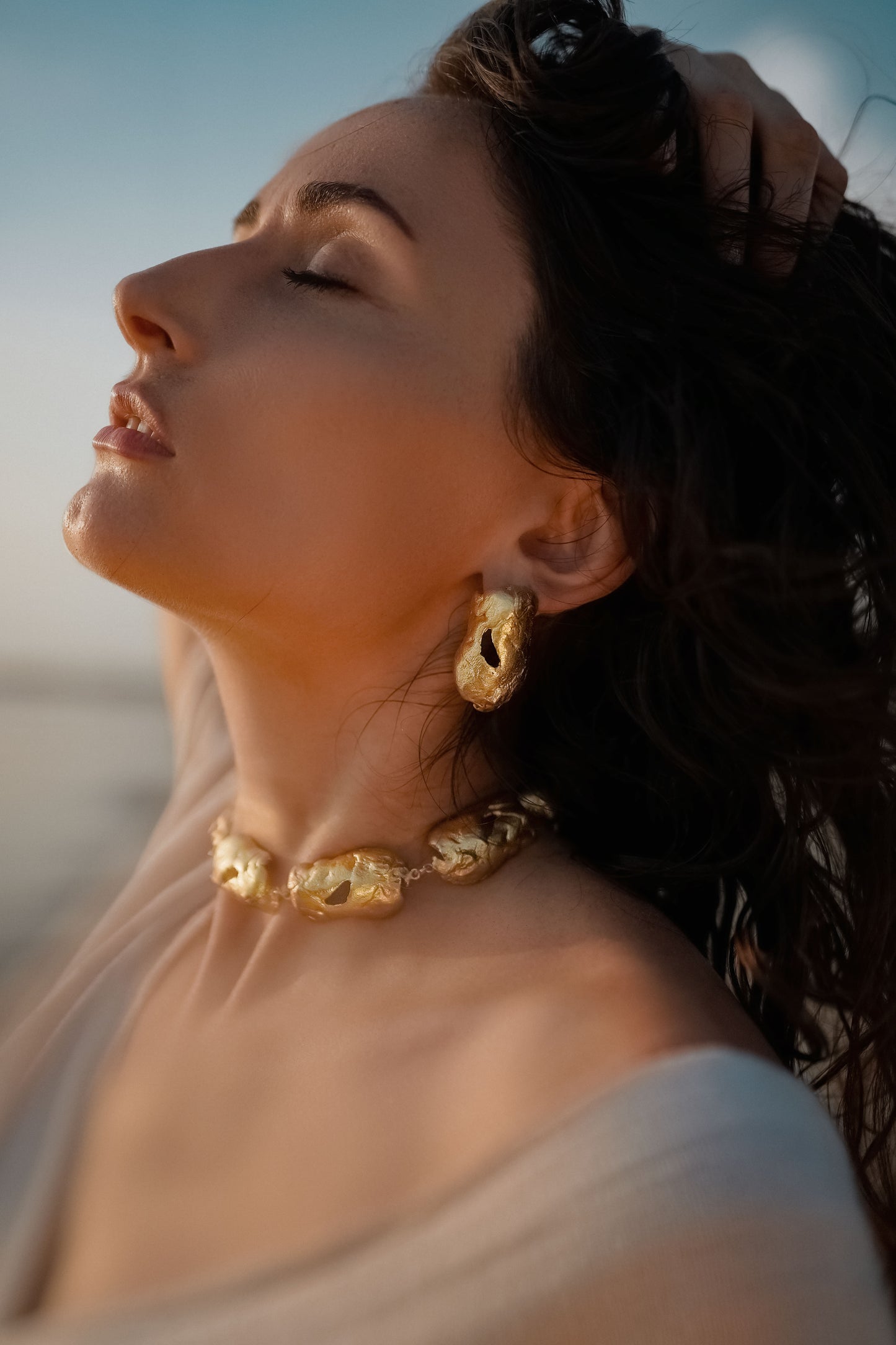 Golden lava earring