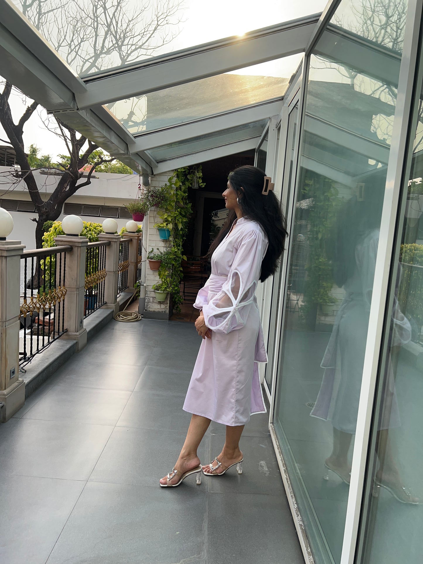 Lilac Bloom Midi Dress
