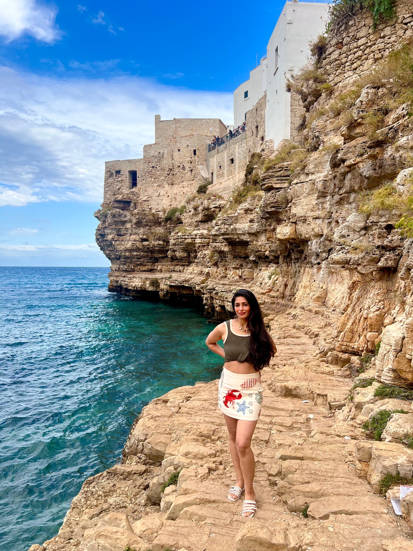 Sea Life Embroidered Mini Skirt