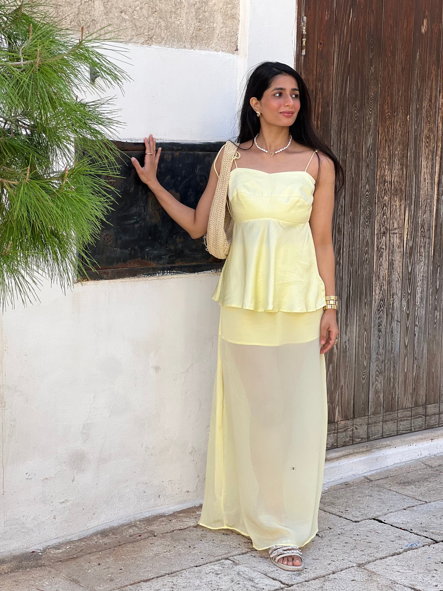 Lemon Silk Sheer Maxi Set