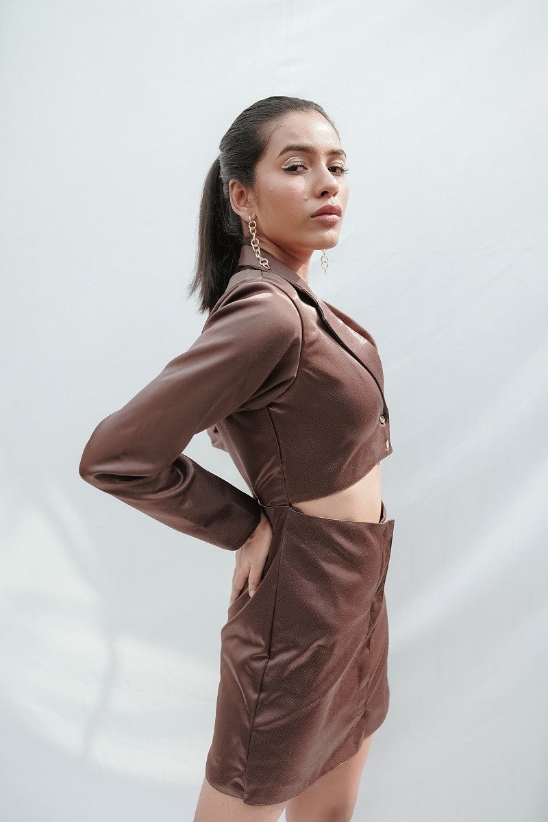 Brown Blazer Cut Out Dress – Houseofmisaki