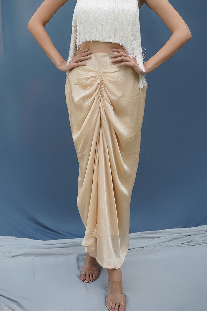 Fringe Top With Satin Skirt