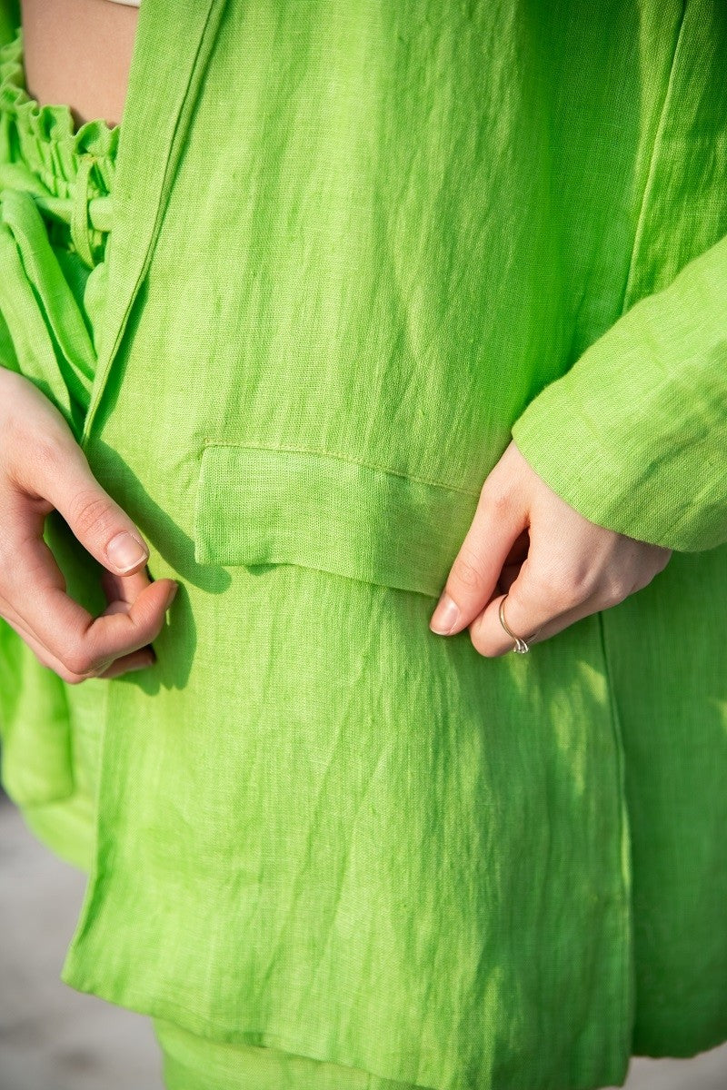 Green Linen Blazer Set