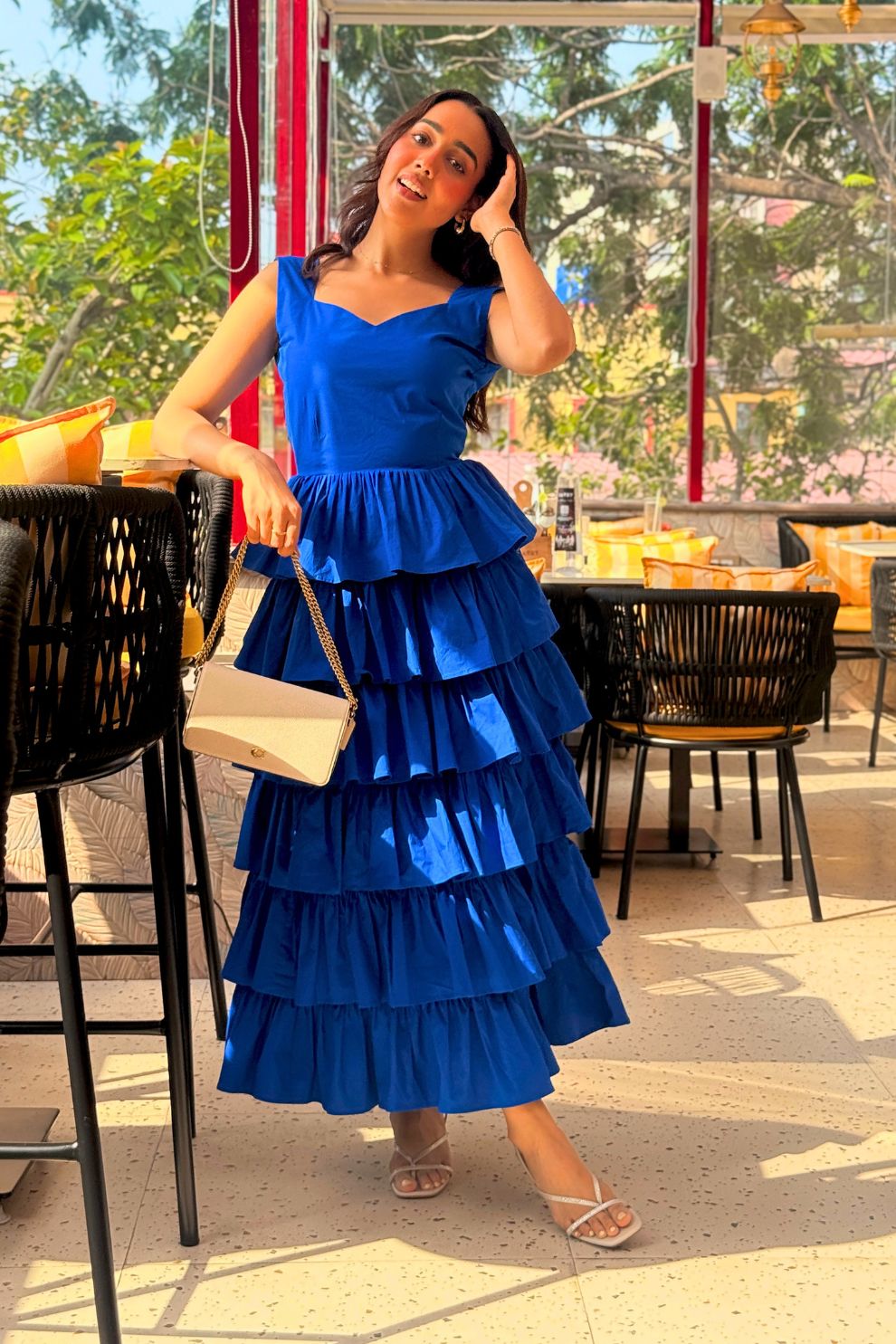 Blue Tiered Cotton Maxi Dress – Houseofmisaki