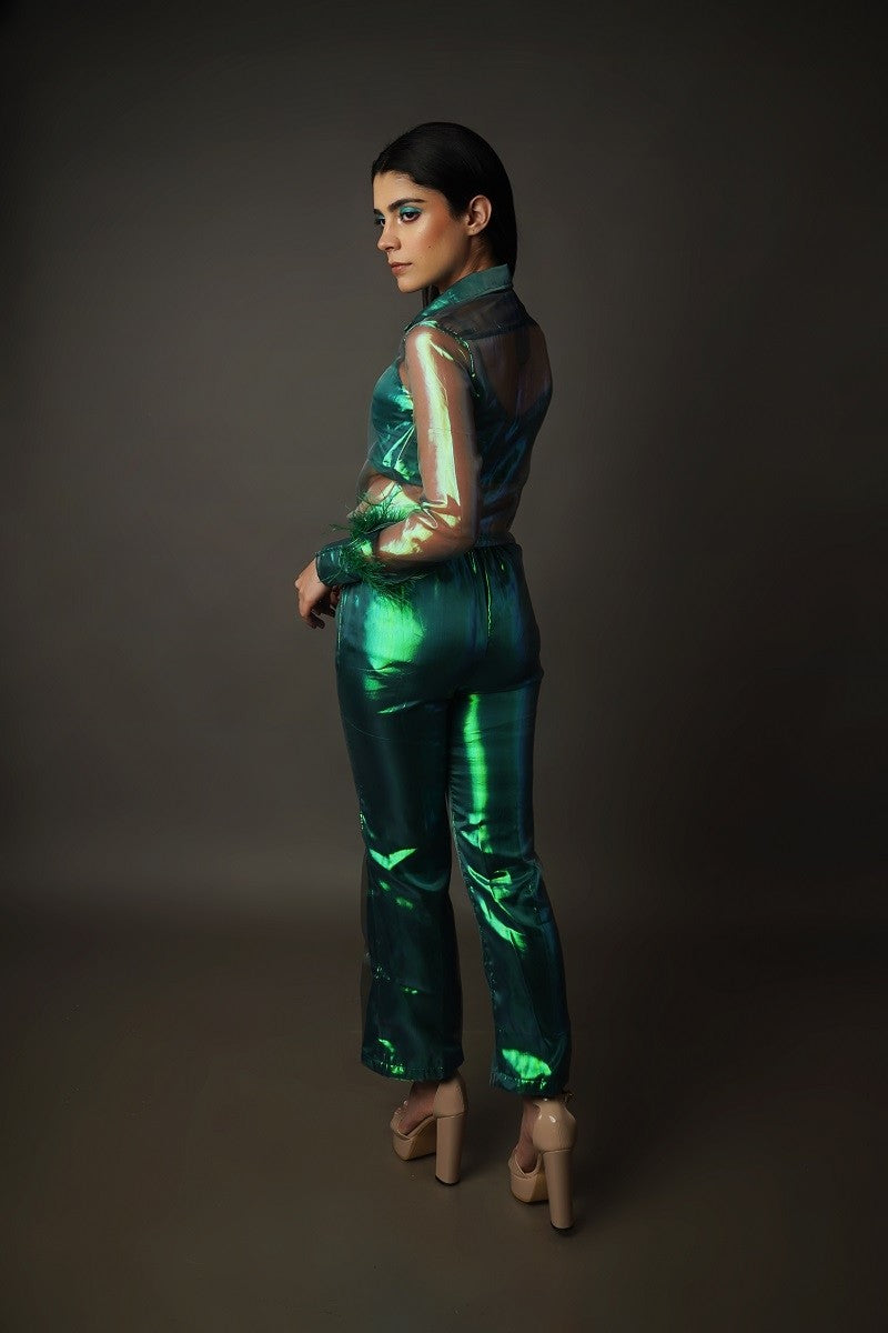 Green Holographic Pant