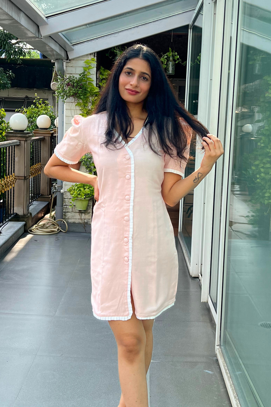 Pink linen dress