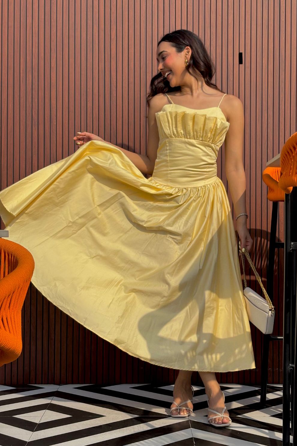 Pastel Yellow Strappy Cotton Maxi Dress