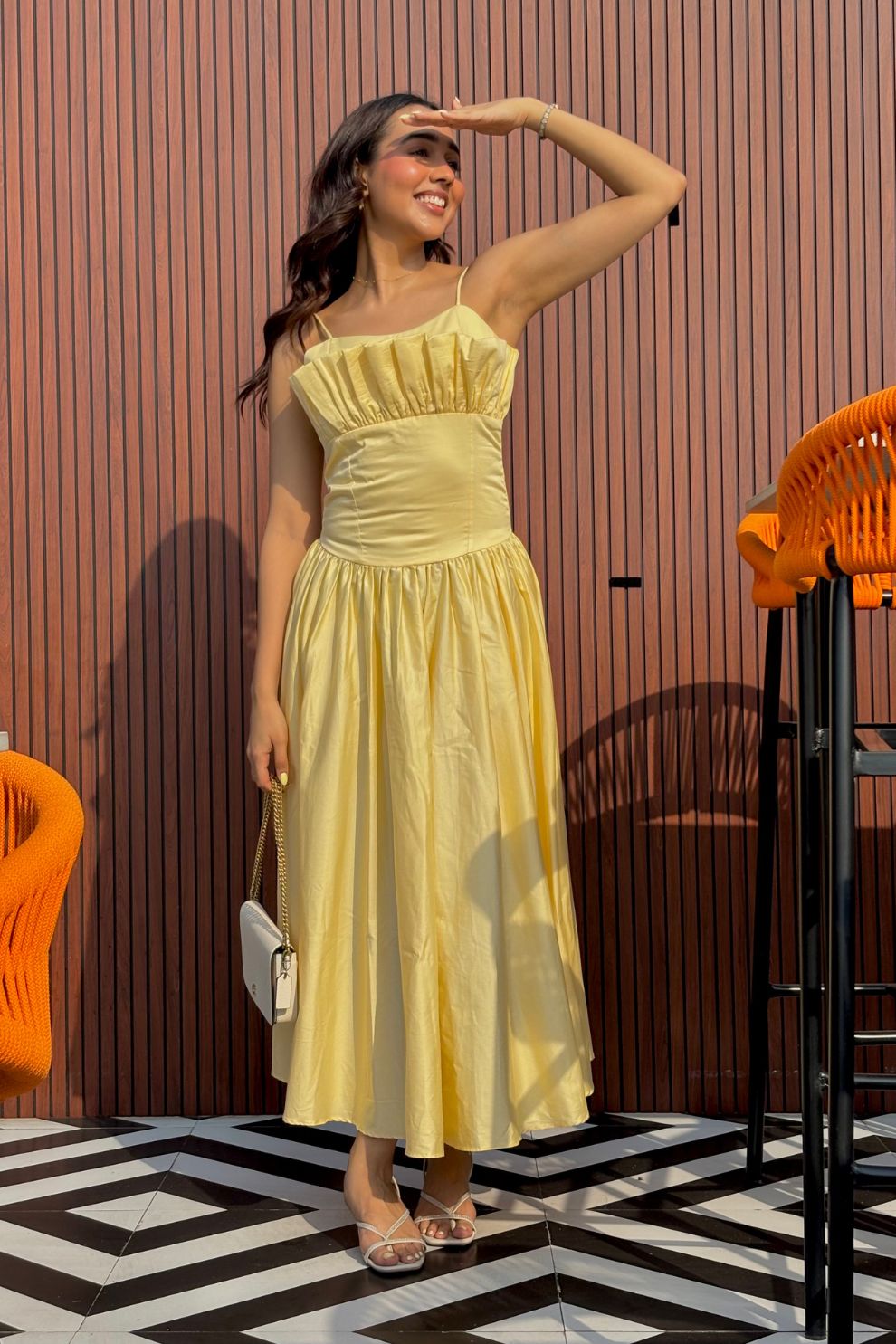 Pastel Yellow Strappy Cotton Maxi Dress