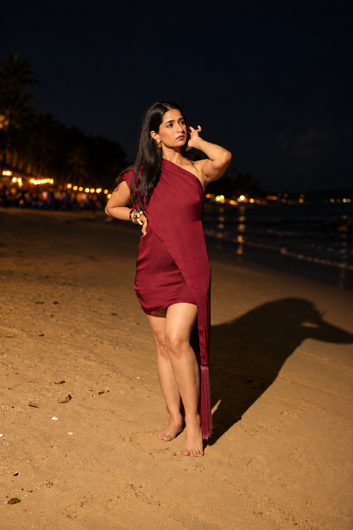 Drape Dress - Maroon