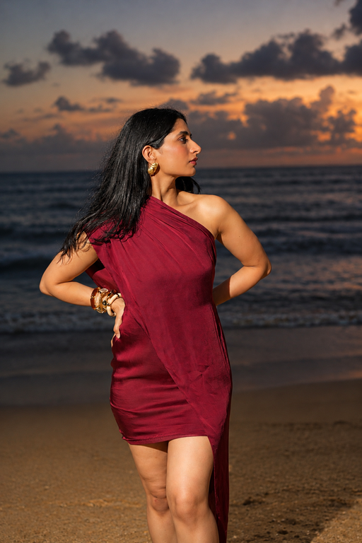 Drape Dress - Maroon