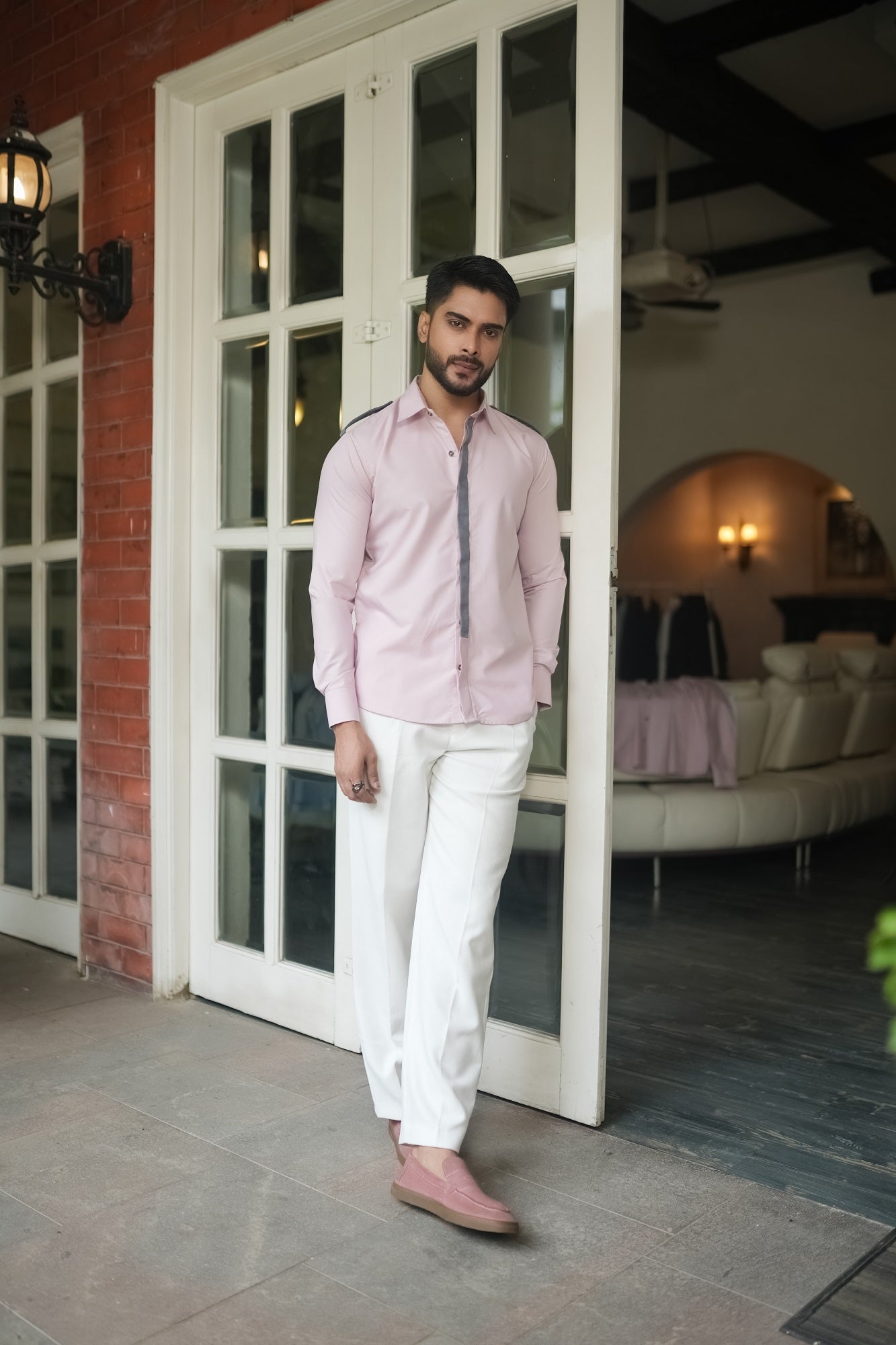 Light Pink Shirt with Grey Accent