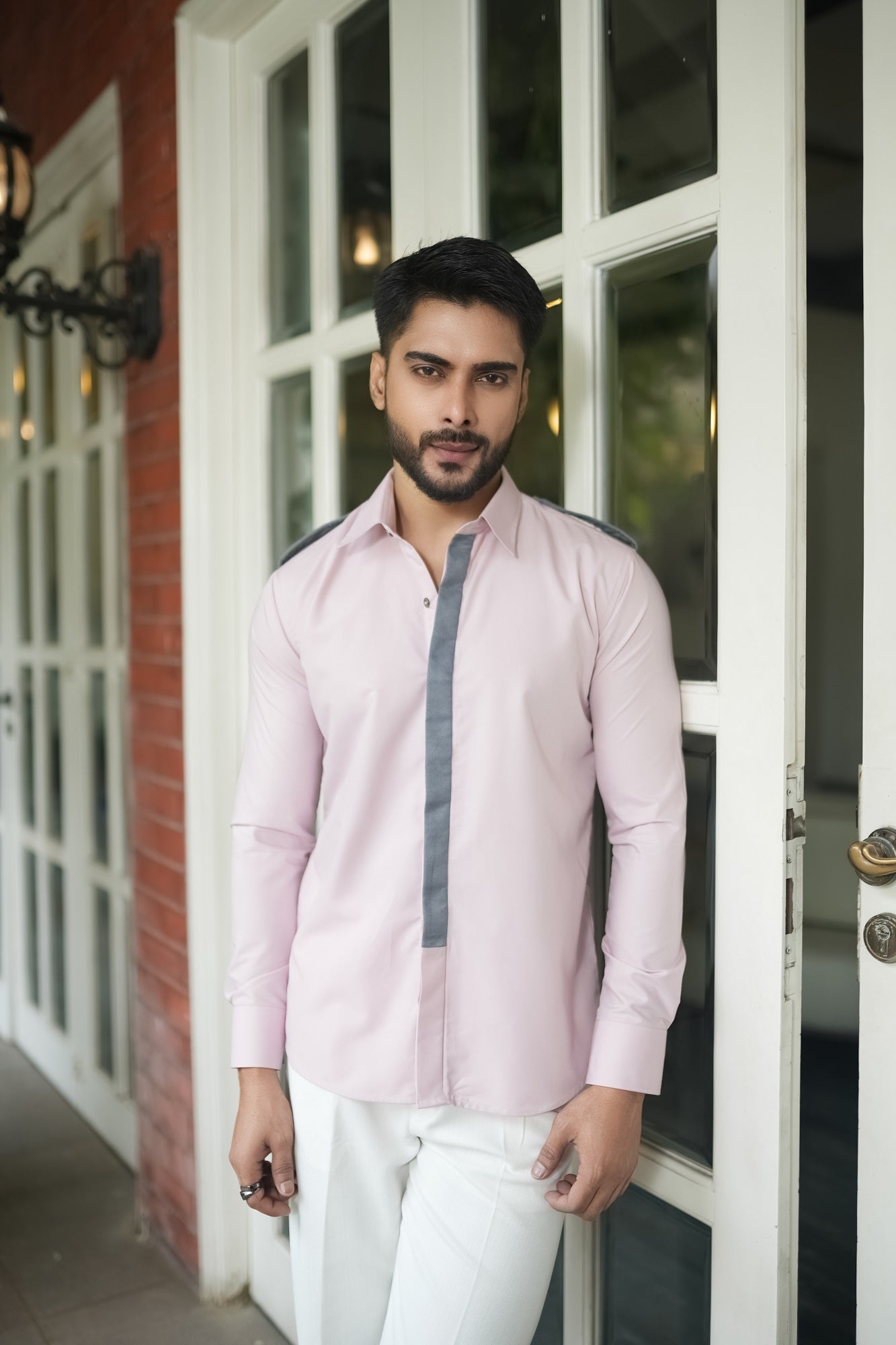 Light Pink Shirt with Grey Accent