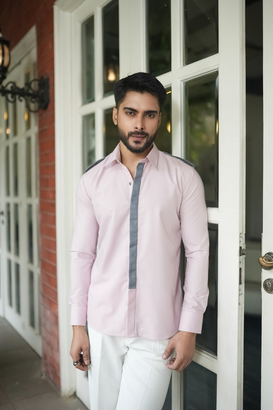 Light Pink Shirt with Grey Accent