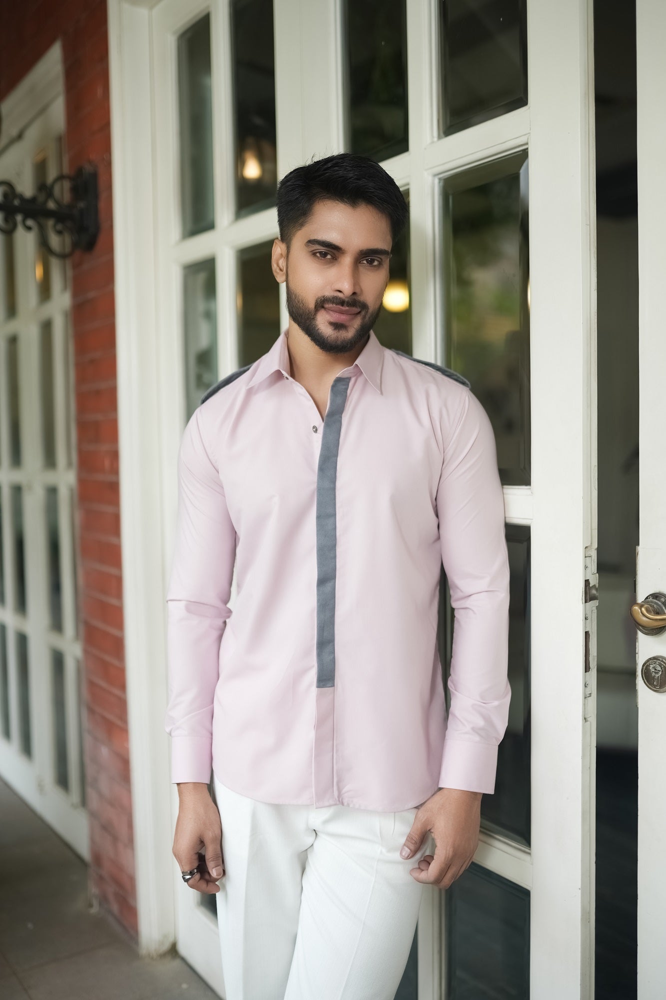 Light Pink Shirt with Grey Accent