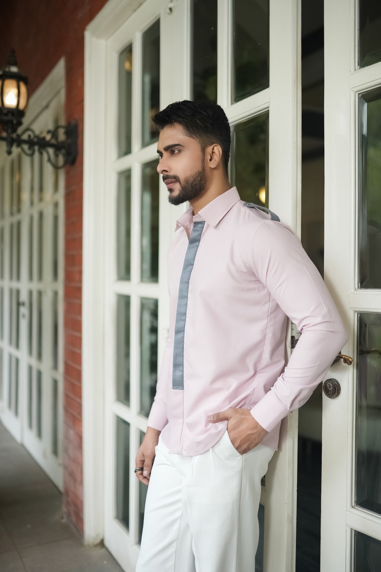 Light Pink Shirt with Grey Accent