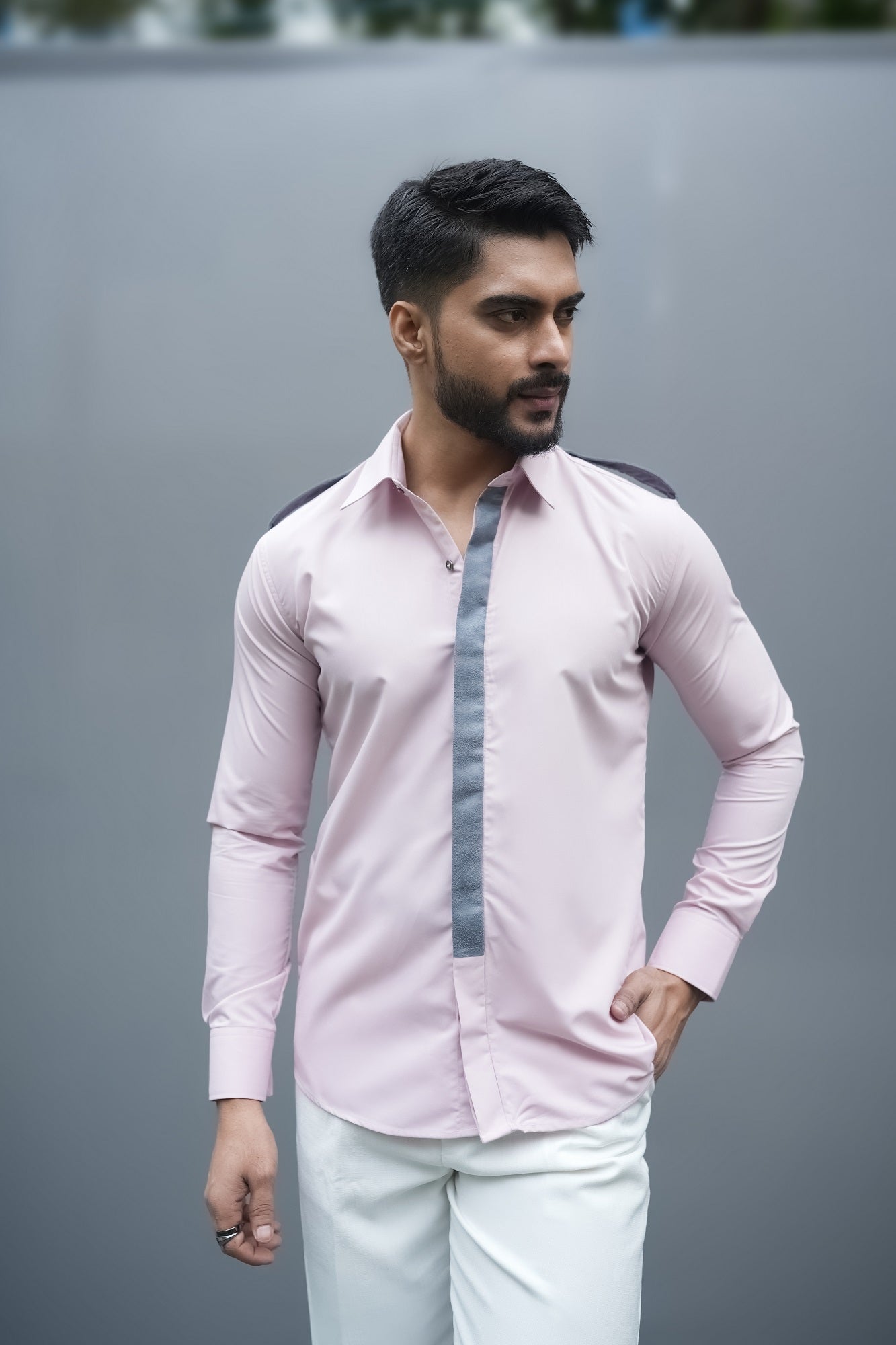 Light Pink Shirt with Grey Accent