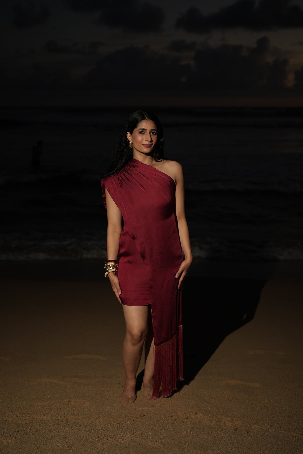 Drape Dress - Maroon