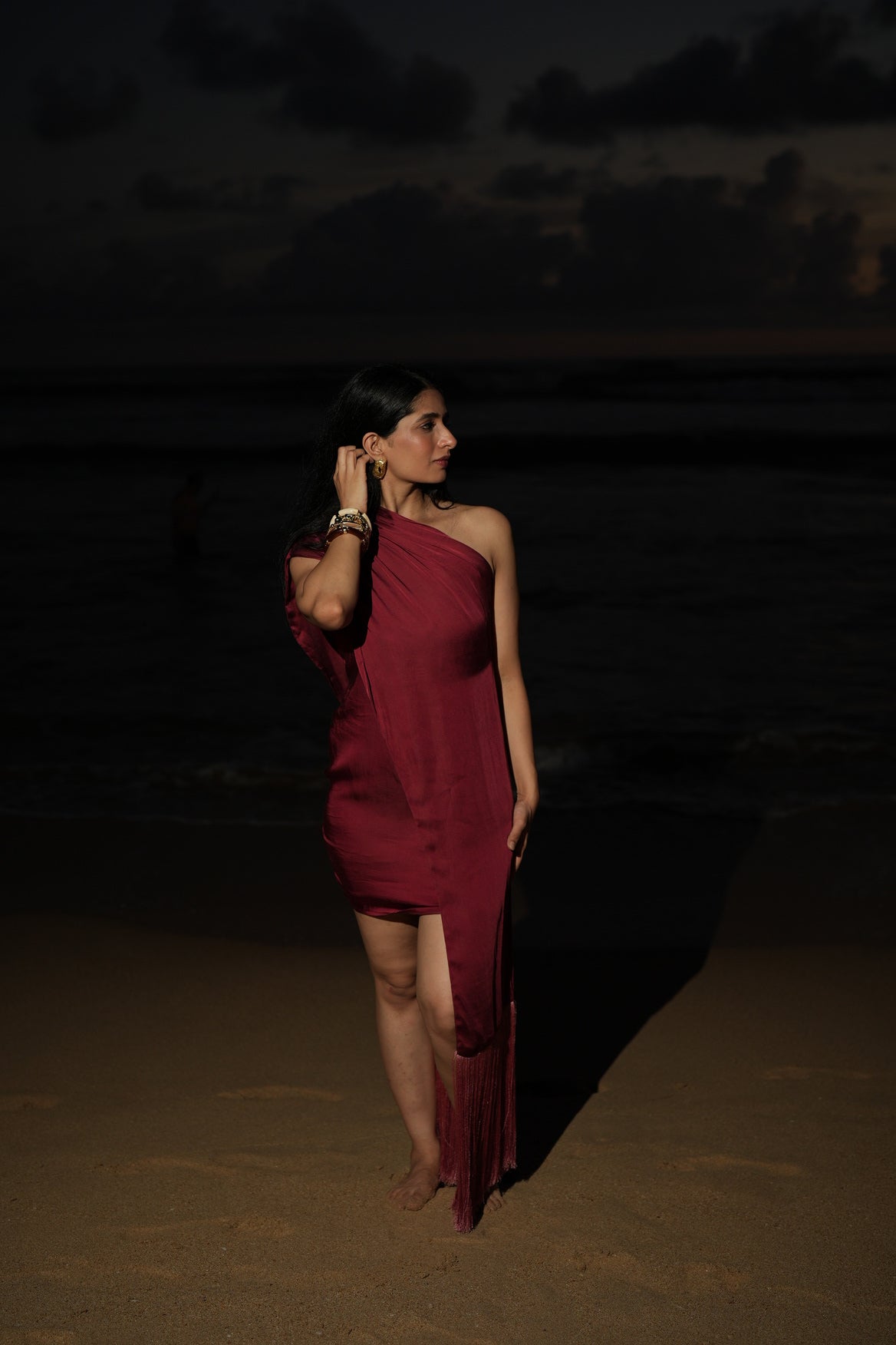 Drape Dress - Maroon