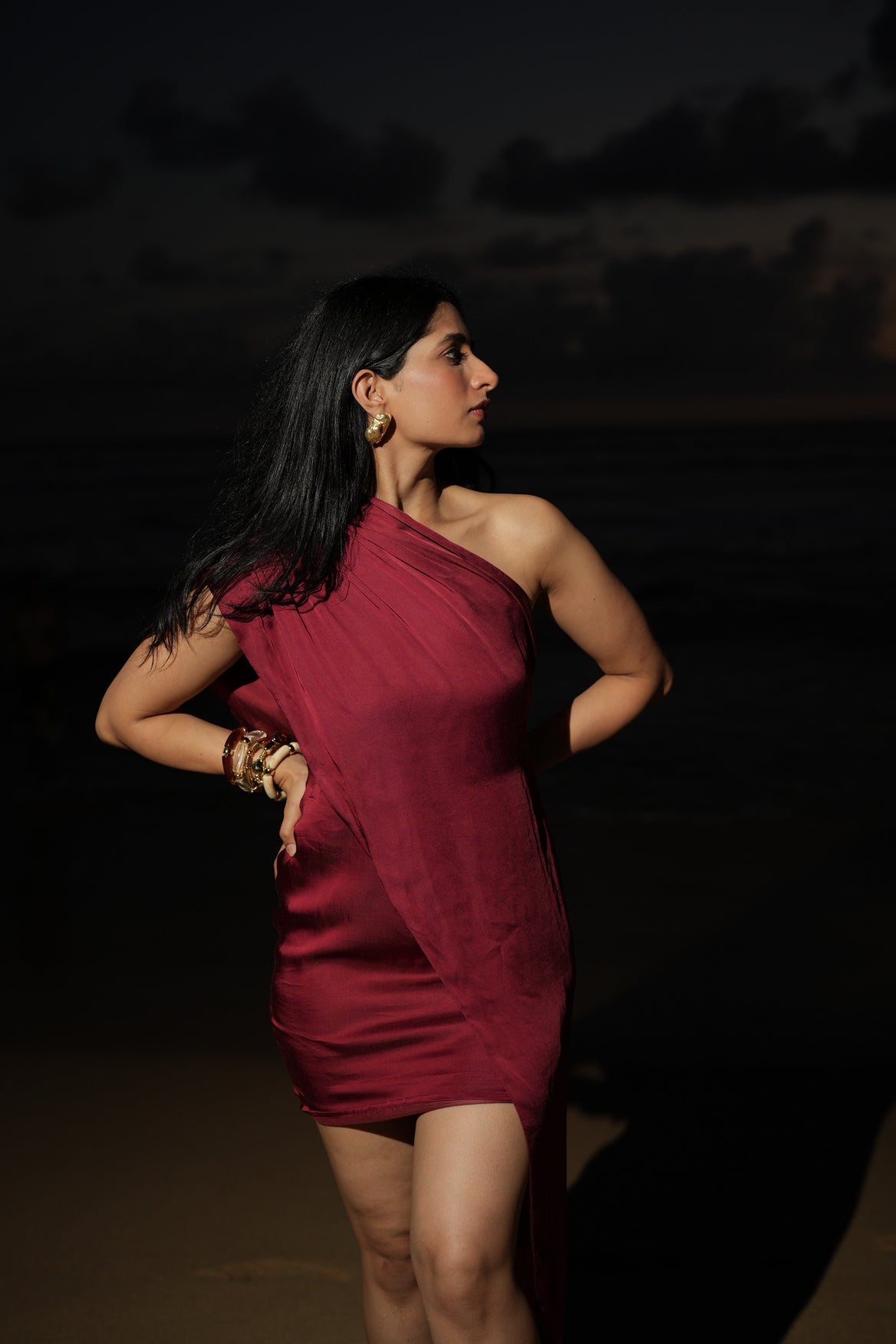 Drape Dress - Maroon