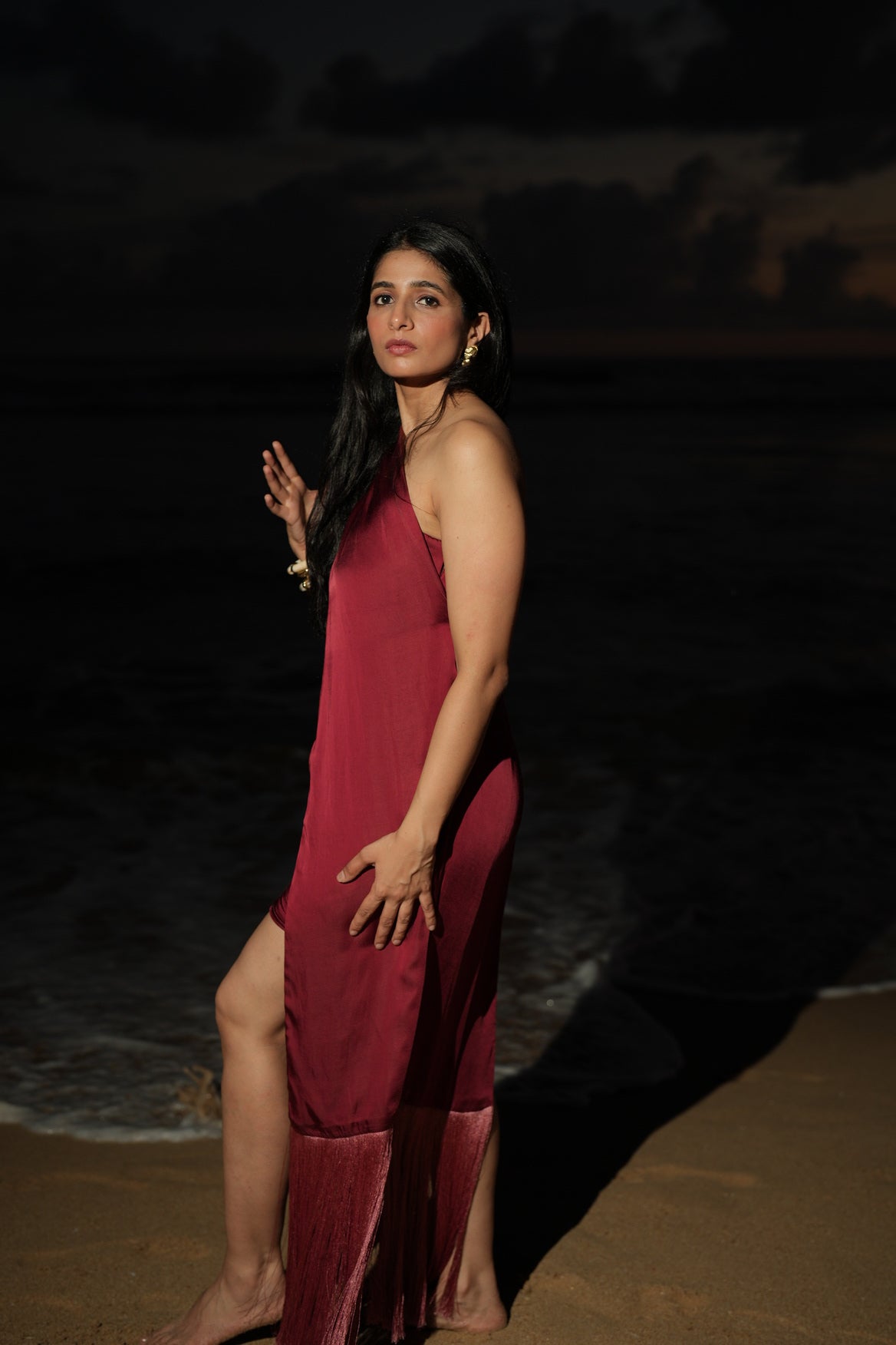 Drape Dress - Maroon