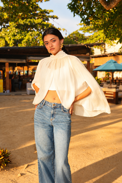 The Celeste Organza Top - White