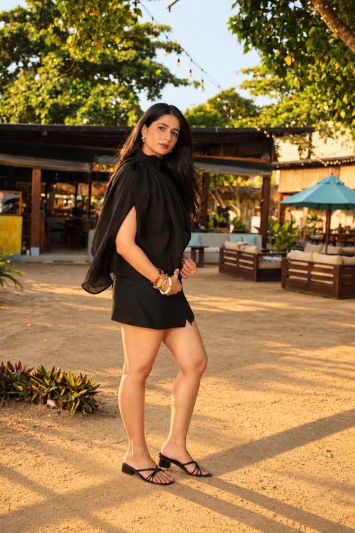 The Celeste Organza Top - Black