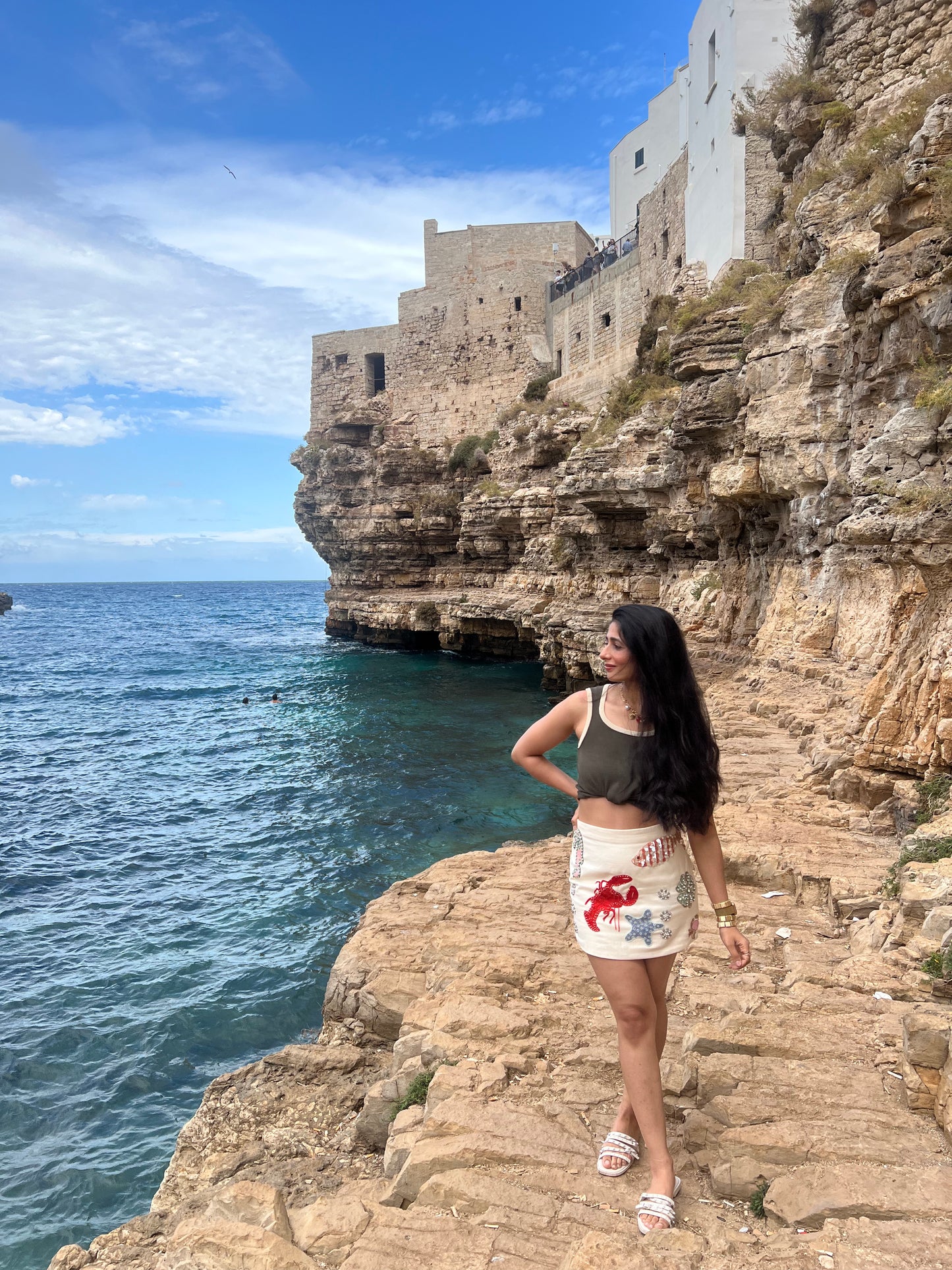 Sea Life Embroidered Mini Skirt