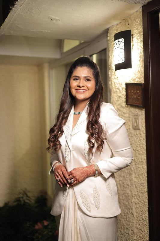 Ivory Pearl Embroidered Blazer