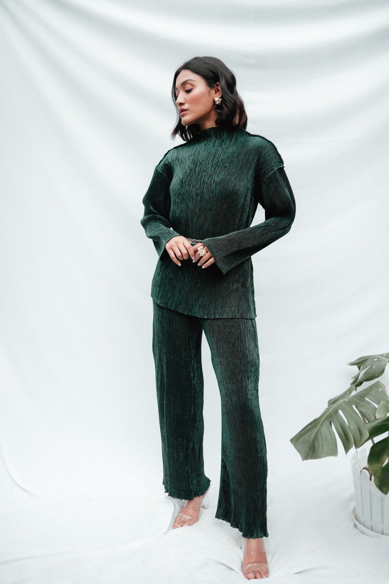 Green Pleated Co-ord Set