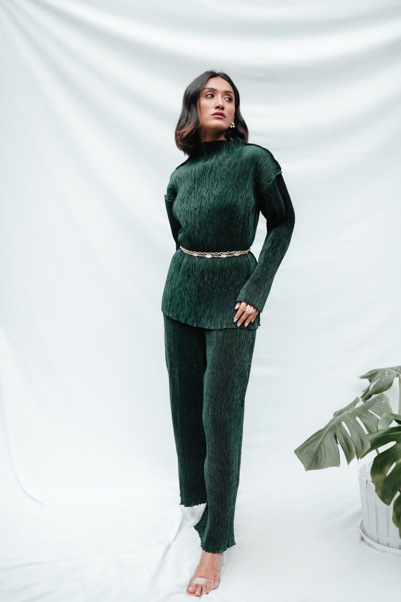 Green Pleated Co-ord Set