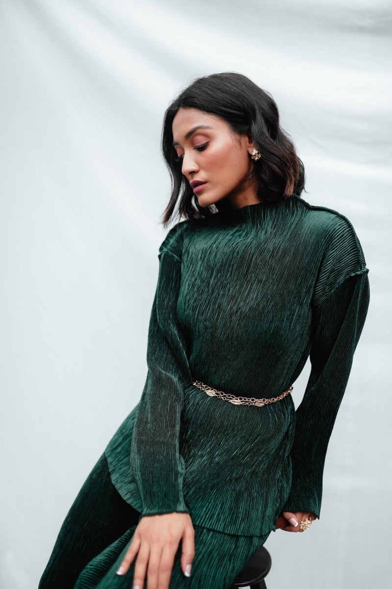 Green Pleated Co-ord Set