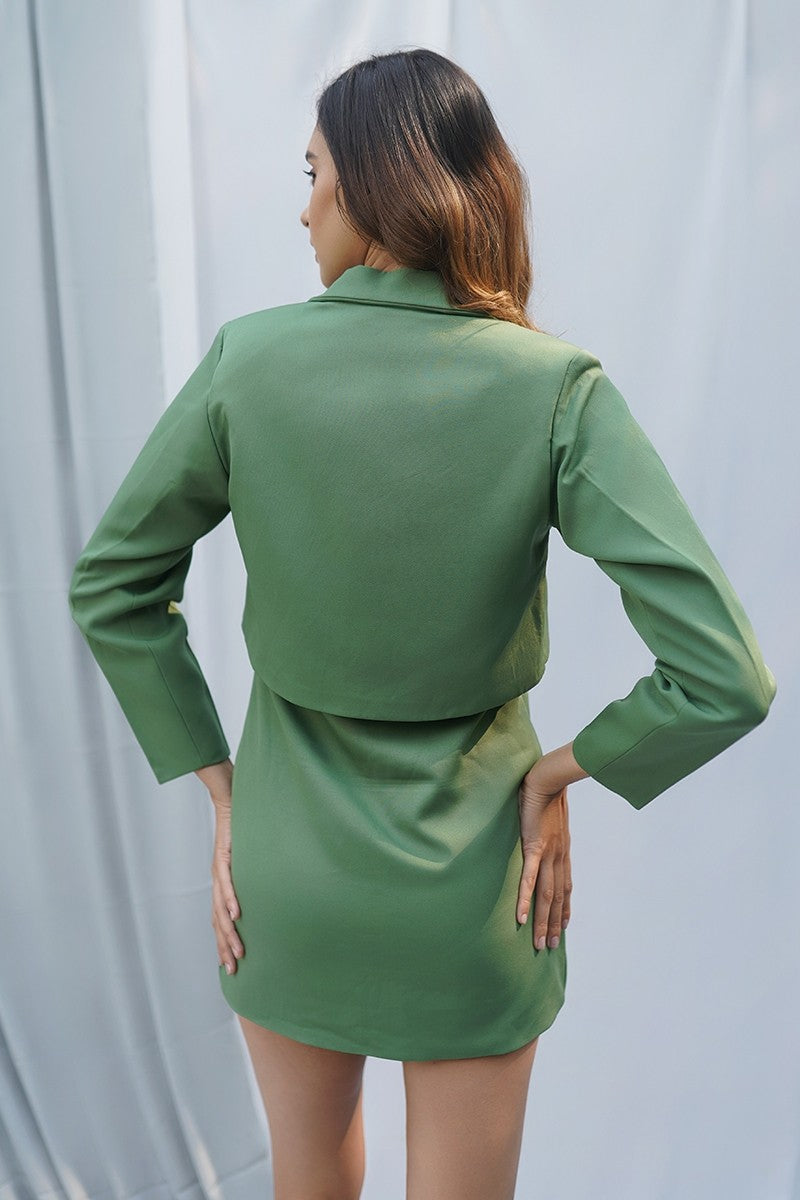 Green Dress With Cropped Blazer