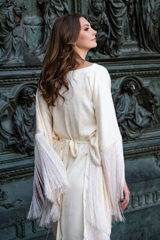 Ivory Fringe Kaftan