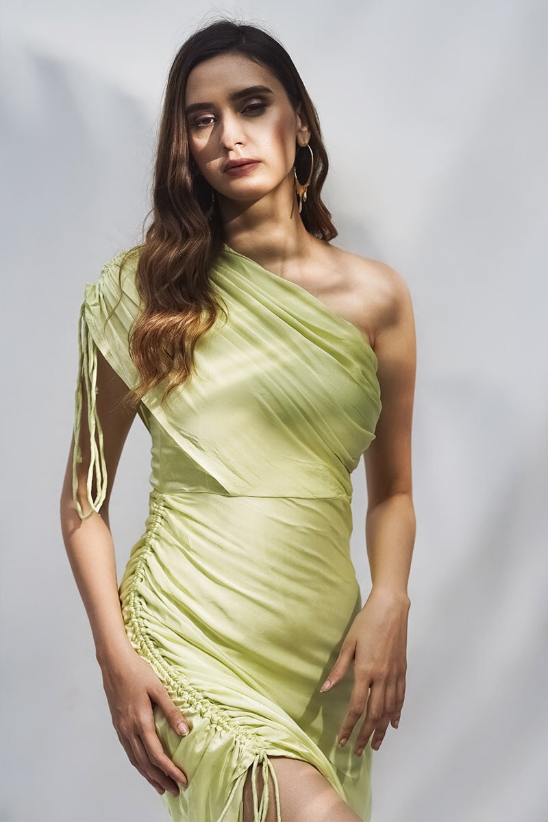 One Shoulder Satin Dress