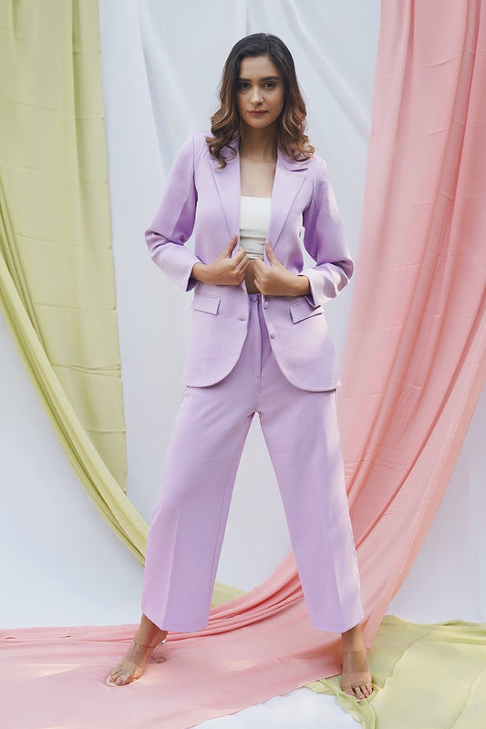 Lavender Coat Set With Pants