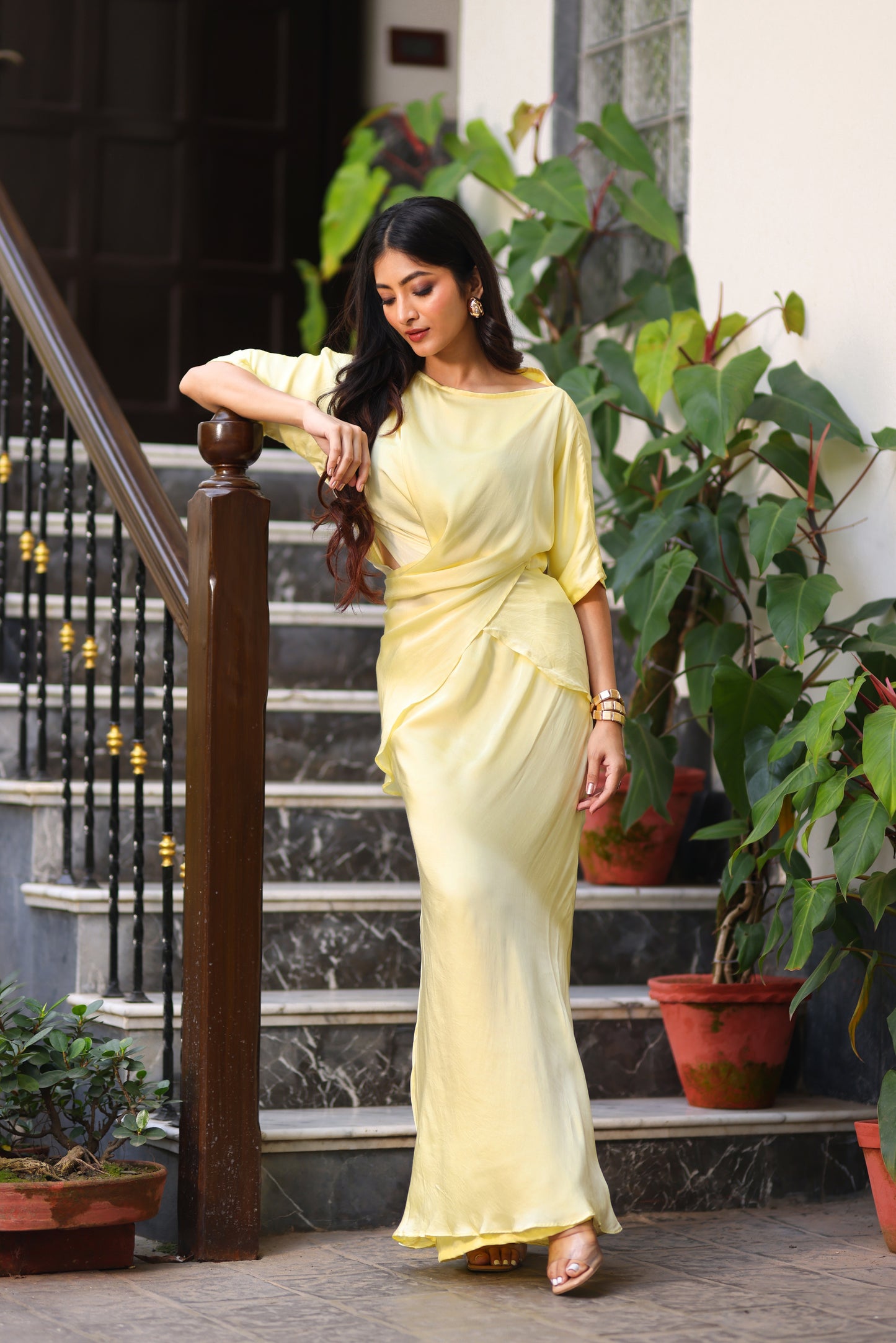 Silk Draped skirt set