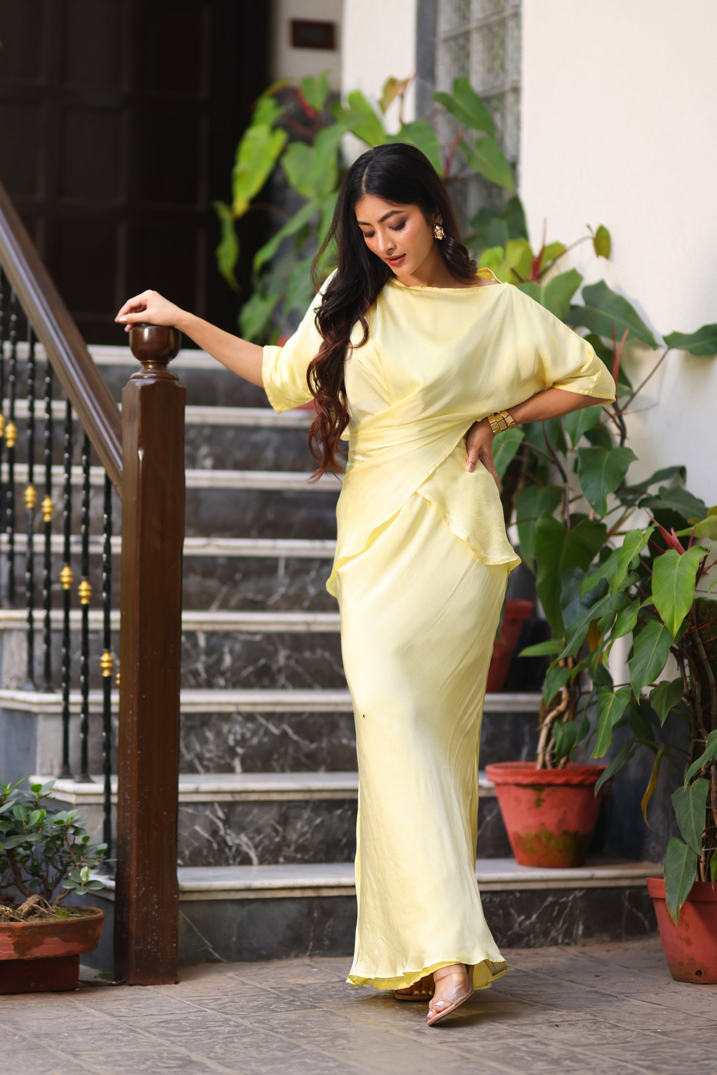 Silk Draped skirt set