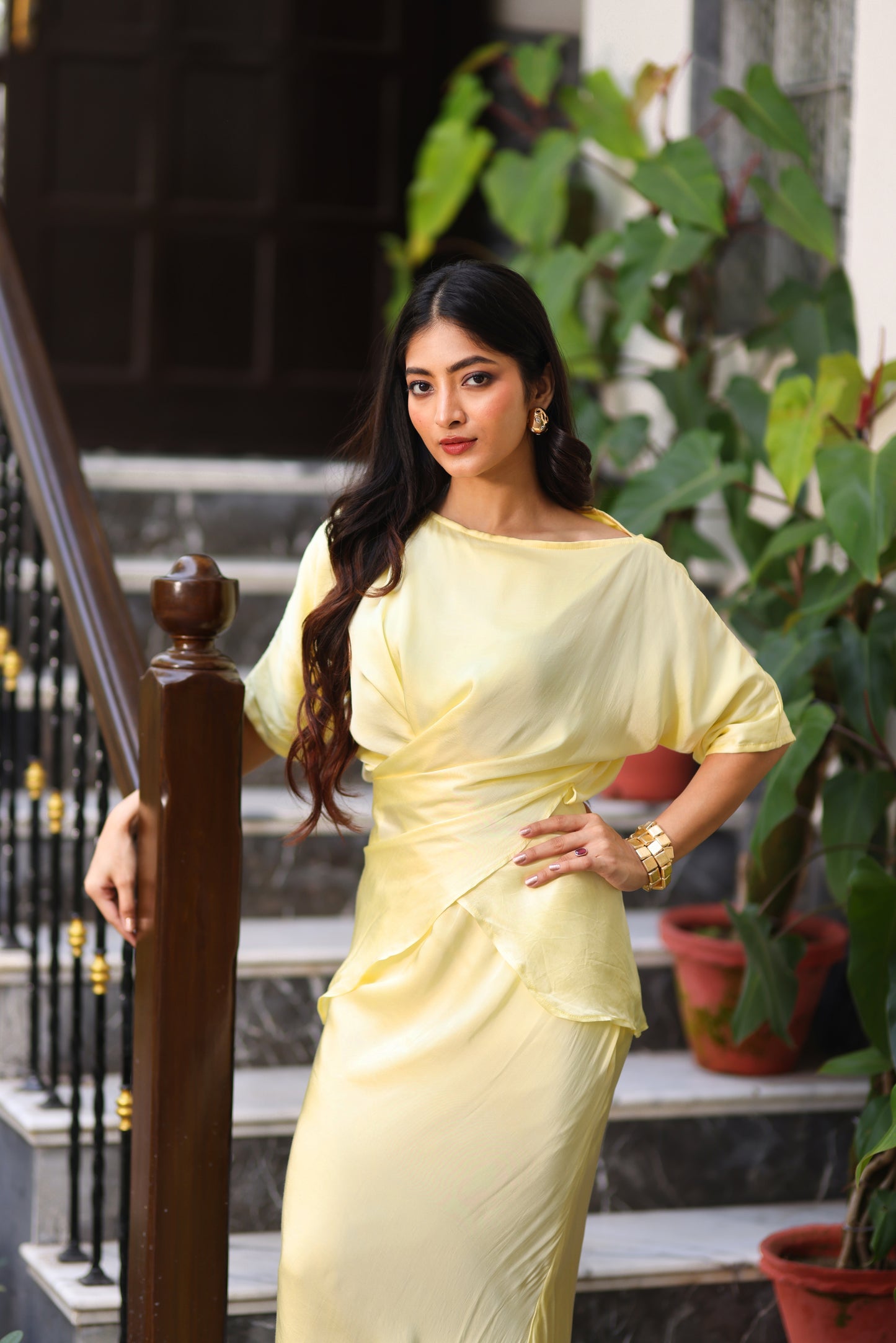 Silk Draped skirt set