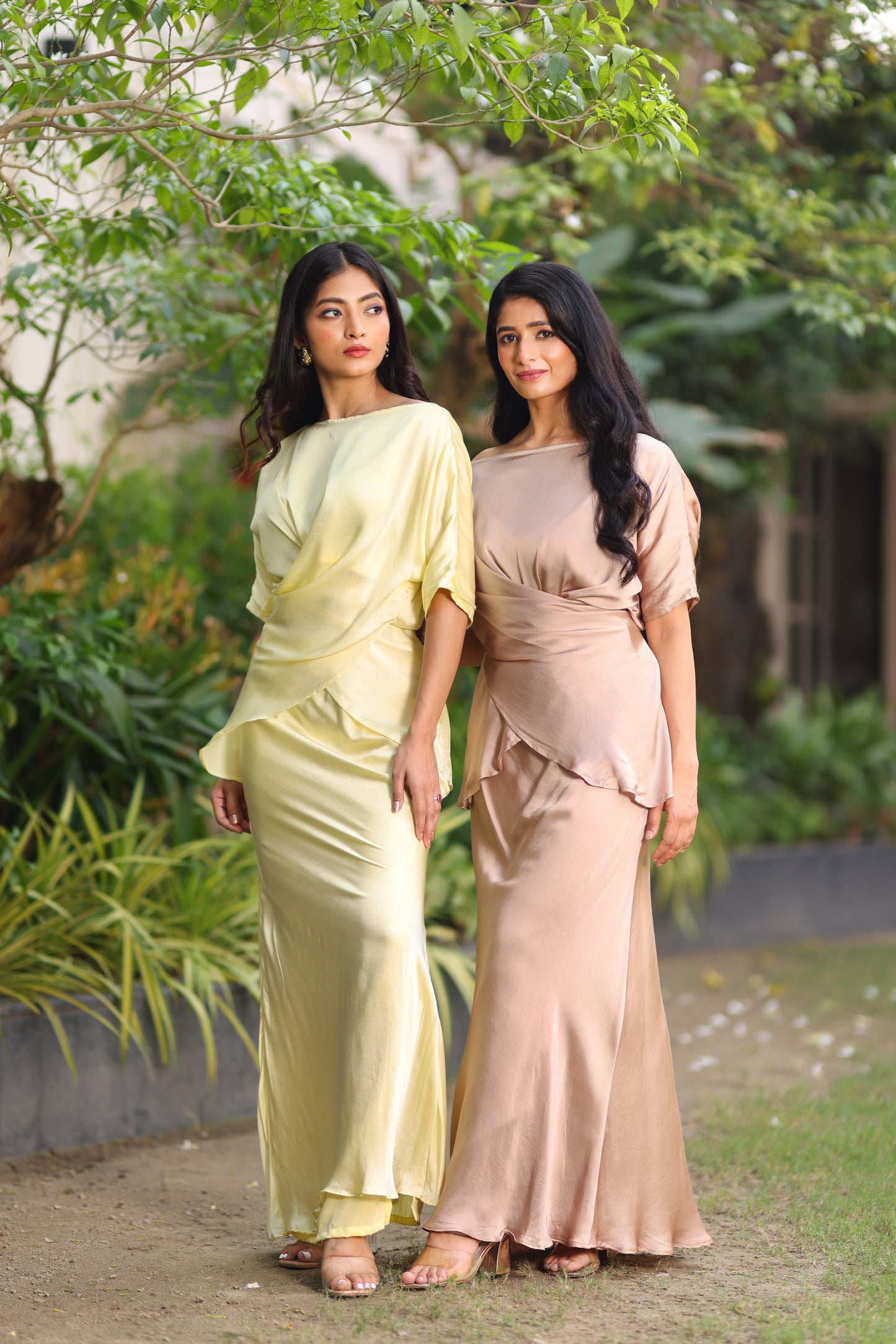 Silk Draped skirt set