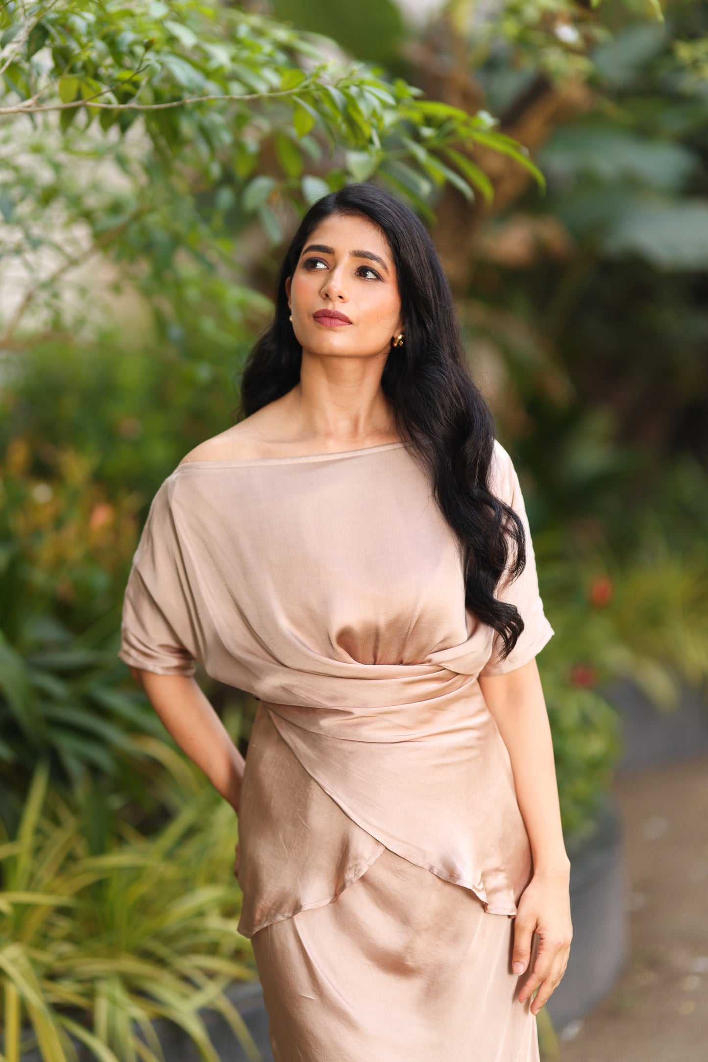 Silk Draped skirt set